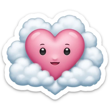 pink heart + cloud sticker