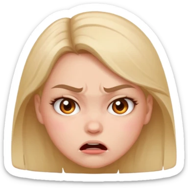 A 😡 but clamed dowe but keep the face expression and make it blushing and a girl sticker