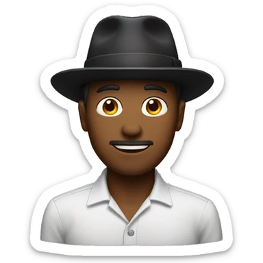 man with a hat on the head of black color sticker