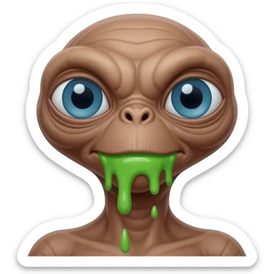 E.T. The Extra-Terrestrial from the movie puking green liquid sticker