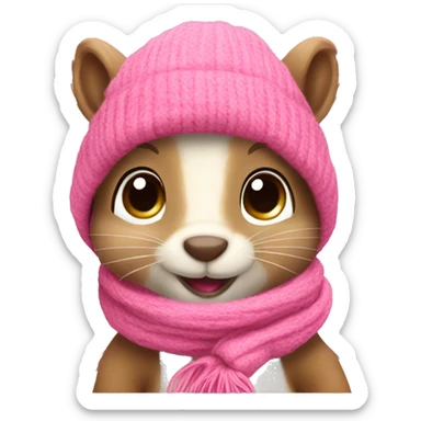 Squirrel with pink scarf only face and cute sticker