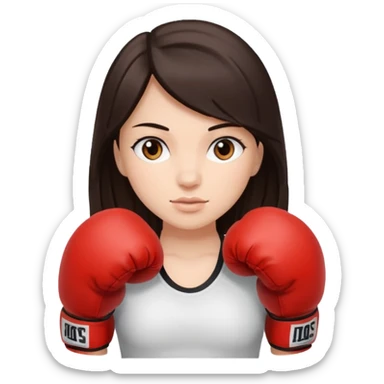 An girl with long dark brown hair in boxing gloves sticker