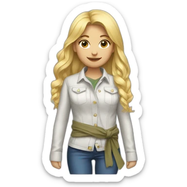 Blonde girl jacket tied around waist sticker