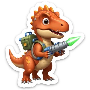 rocket-propelled dinosaur portrait, head and shoulders only, cute T-rex face, rocket pack visible behind shoulders, glowing thrusters, 3D cartoon, mobile game icon style, clean background, no text, no watermark sticker