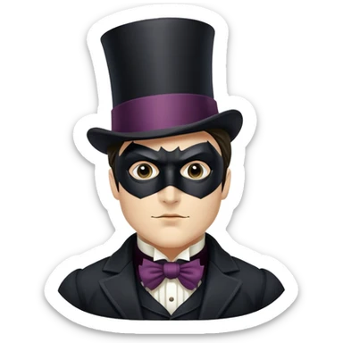 Batman with his black mask wearing Victorian era clothes with top hat sticker