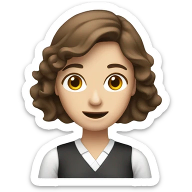 woman english teacher with brown hair waving han sticker