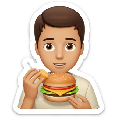 brunette boy eating in n out burger sticker