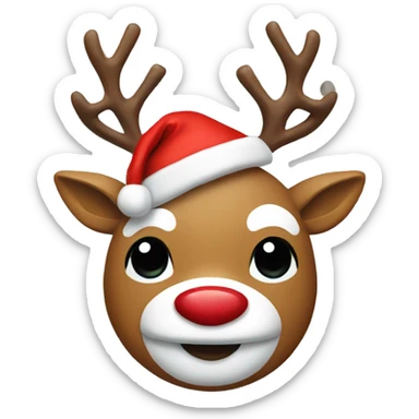 Rudolph with santa claus hat sticker