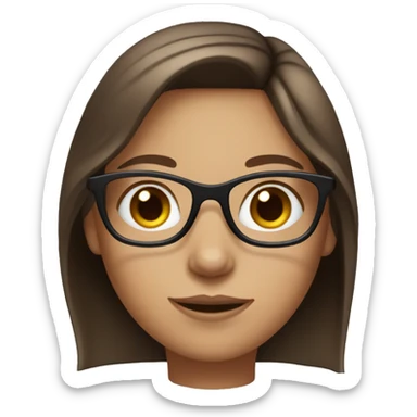 girl with blue eyes, glasses and medium brown hair sticker