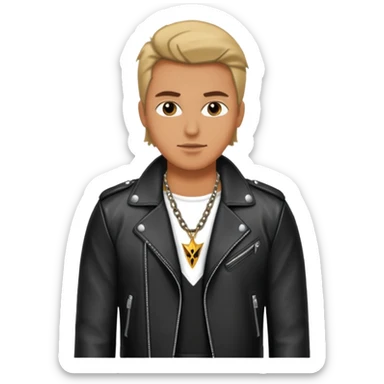 a rockstar wearing necklace, leather jacket sticker