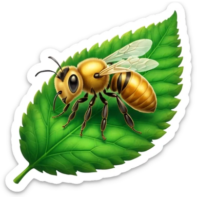 a bee on leaf sticker