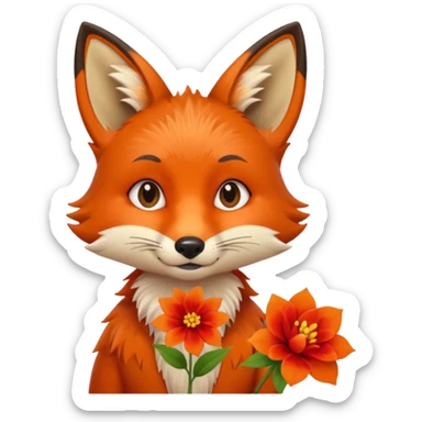 stojący z kwiatkiem lisek który jest obrażony  sticker