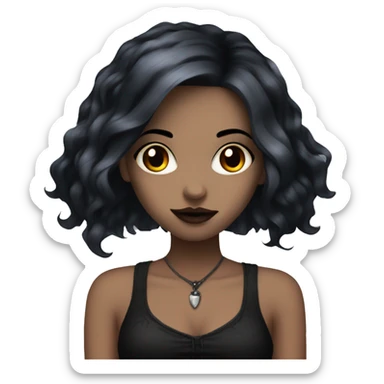 goth girl with red and black hair sticker