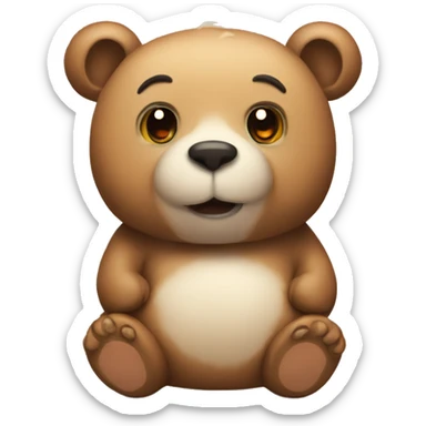 Bear with bun sticker