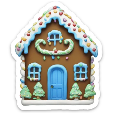 blue ginger bread house sticker