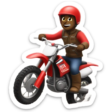 A word riding a red dirt bike sticker