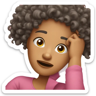 Curly hair female in pain laying down   sticker