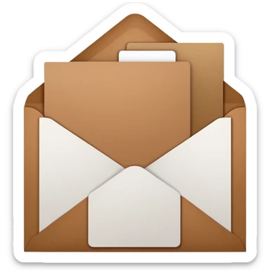 blank greeting card open with brown envelope next to it sticker