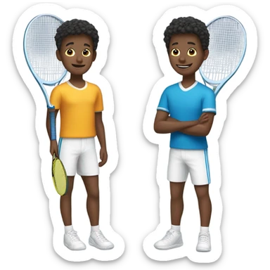 2 boy brothers playing tennis together  sticker