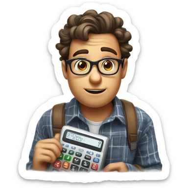 A nerd with a calculator saying according to my calculations  sticker