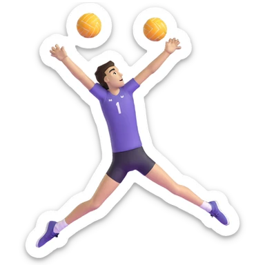 tall volleyball player jumping to spike sticker