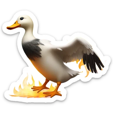 Duck meeting flaming skull guy sticker