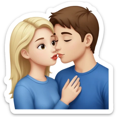 A Cute boy kissing a cute girl sticker
