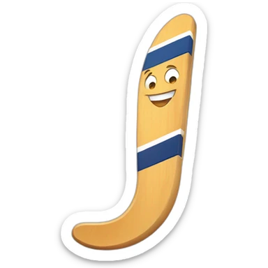 A hockeystick with a smile sticker
