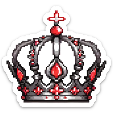 ornate black crown with red jewel accents sticker