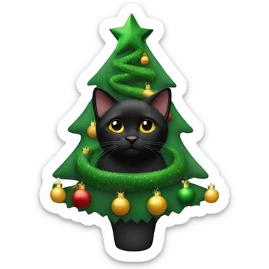 Black cat Christmas tree sticker
