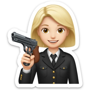 Make someone smiling and pointing a gun at you sticker