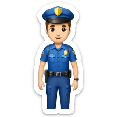 Adventurous man hiking with a police badge sticker