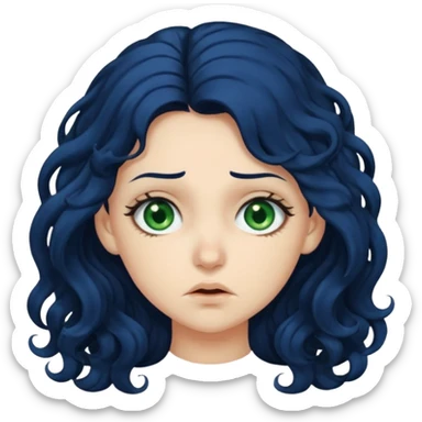 Girl with long  curly dark blue hair, green eyes, and very fair skin Disgusted sticker