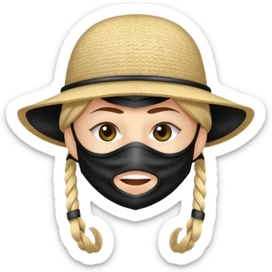 Cartoon-Räuber mit schwarzer Augenmaske, gestreiftem Shirt, schwarzer Mütze der sich von einem seil herunter lässt sticker