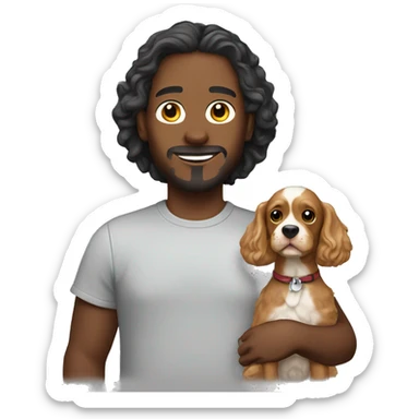 Man holding cocker spaniel  pappy mix sticker