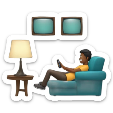 person watching TV from couch sticker