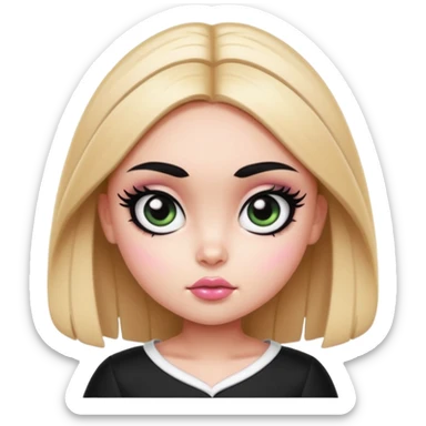 powerpuff girls blossm russian features, beauty, pretty eyes, black eyeliner, pretty bratz baddie sticker