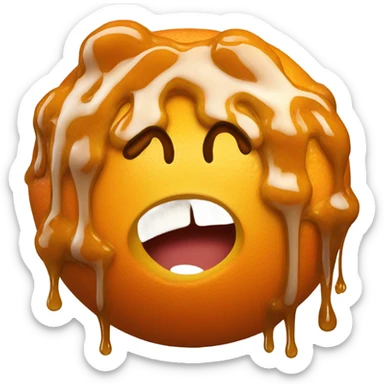 an Orange with caramel sticker