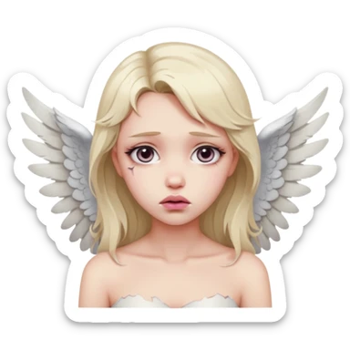 Female angel with torn wings, exposed collarbones, sorrow and lust intertwined sticker