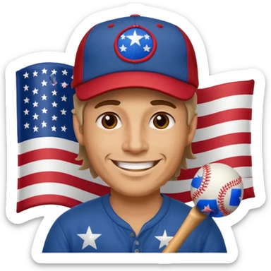 smiling redneck guy with american hat sticker