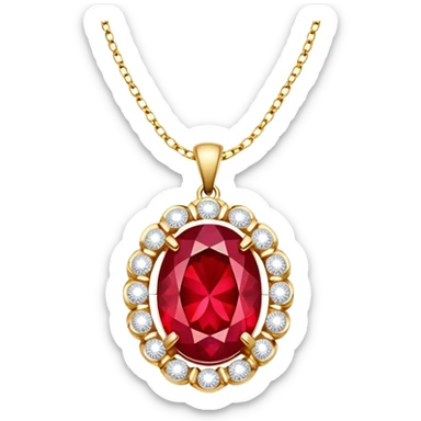 ruby pendant radiating a luminous aura of passion and renewal sticker