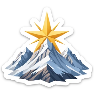 simple eight-pointed star with wide points, with only a basic mountain silhouette on it sticker