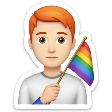 Sean qui tiens un drapeau lgbt sticker