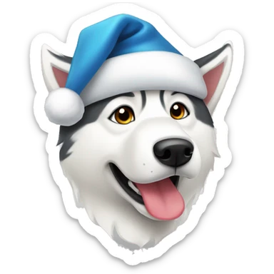 white husky with santa cap sticker