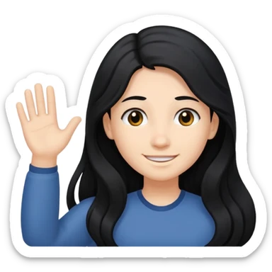 Long black hair little wave sticker