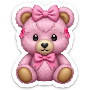pink teddy bear with a pink bow on their head sticker