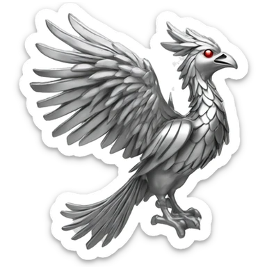 Rising Phoenix bird made of platinum metal  sticker