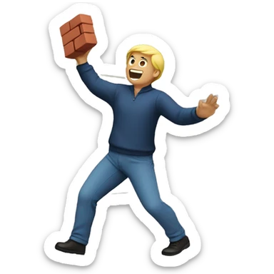 Man tossing brick sticker