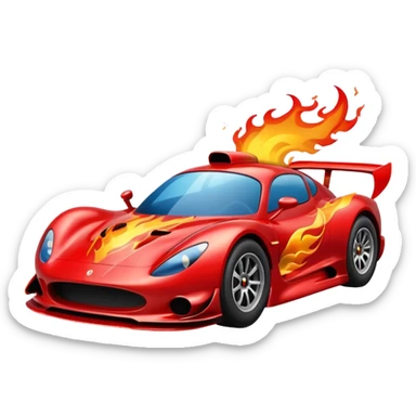 Racing car with flames coming out the back sticker