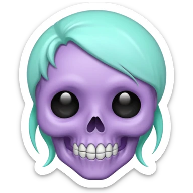 pastel goth skull emoji with pastel purple and mint accents sticker